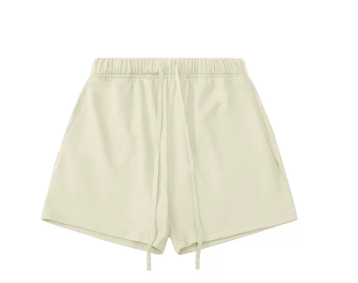 Kanye Cream Solid‑Color Drawstring Loose‑Fit Casual Sweat Shorts