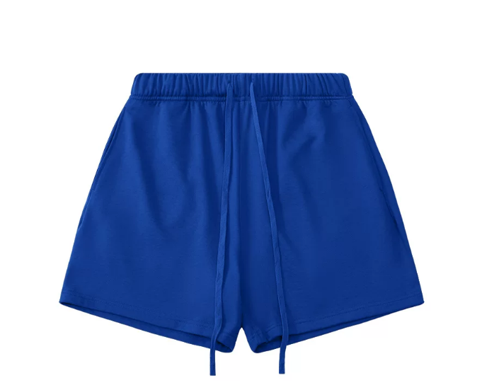 Kanye Royal Blue Solid‑Color Drawstring Loose‑Fit Casual Sweat Shorts