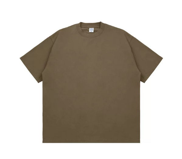 Kanye Brown Solid‑Color Oversized Drop‑Shoulder Basic T‑Shirt