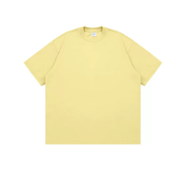 Kanye Light Yellow Solid‑Color Oversized Drop‑Shoulder Basic T‑Shirt