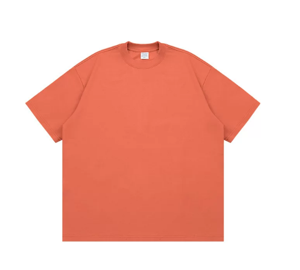 Kanye Orange Solid‑Color Oversized Drop‑Shoulder Basic T‑Shirt