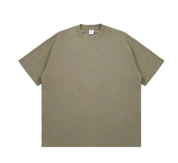 Kanye Olive Green Solid‑Color Oversized Drop‑Shoulder Basic T‑Shirt