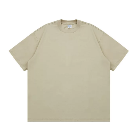 Kanye Khaki Solid‑Color Oversized Drop‑Shoulder Basic T‑Shirt