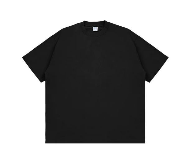 Kanye Black Solid‑Color Oversized Drop‑Shoulder Basic T‑Shirt
