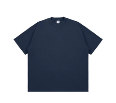 Kanye Navy Blue Solid‑Color Oversized Drop‑Shoulder Basic T‑Shirt
