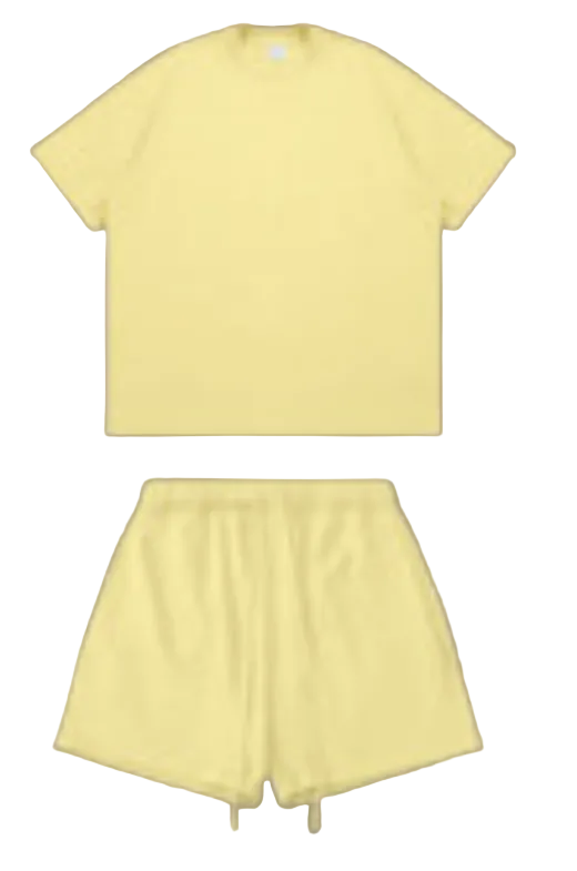Kanye Pale Yellow Oversized T‑Shirt & Drawstring Sweat Shorts Matching Two‑Piece Set