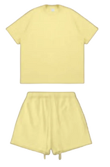Kanye Pale Yellow Oversized T‑Shirt & Drawstring Sweat Shorts Matching Two‑Piece Set
