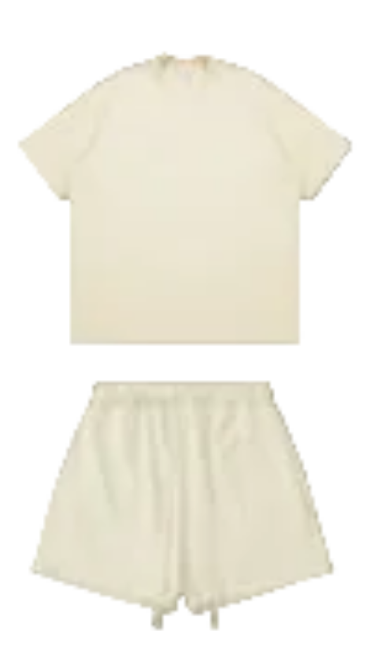 Kanye Cream Oversized T‑Shirt & Drawstring Sweat Shorts Matching Two‑Piece Set