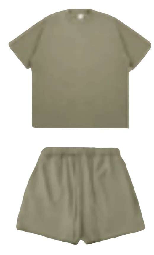 Kanye Olive Green Oversized T‑Shirt & Drawstring Sweat Shorts Matching Two‑Piece Set