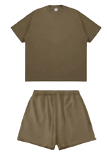 Kanye Coffee Brown Oversized T‑Shirt & Drawstring Sweat Shorts Matching Two‑Piece Set