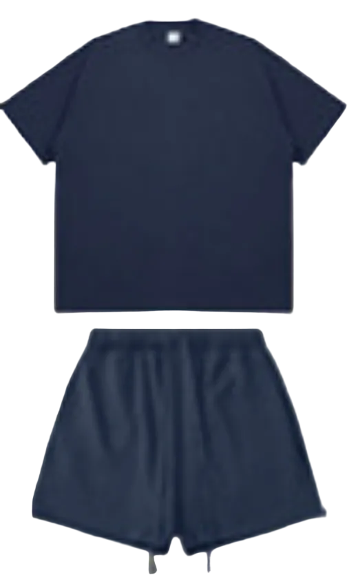 Kanye Navy Blue Oversized T‑Shirt & Drawstring Sweat Shorts Matching Two‑Piece Set