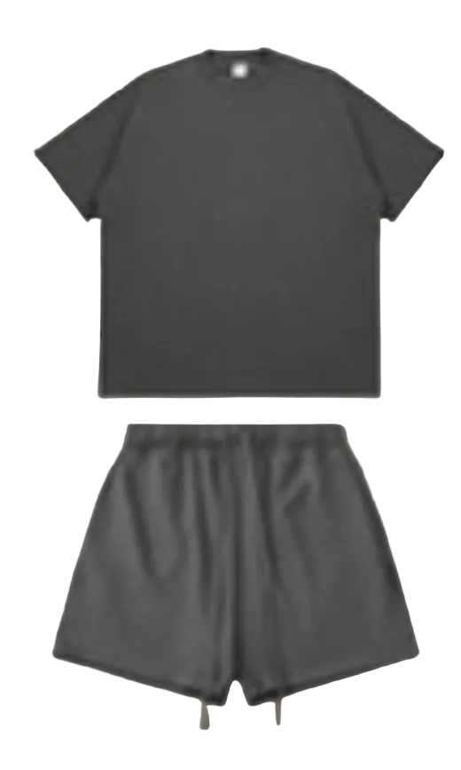 Kanye Dark Grey Oversized T‑Shirt & Drawstring Sweat Shorts Matching Two‑Piece Set