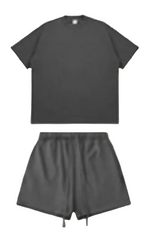Kanye Dark Grey Oversized T‑Shirt & Drawstring Sweat Shorts Matching Two‑Piece Set