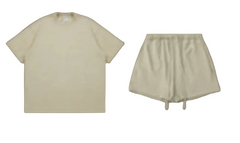 Kanye Khaki Oversized T‑Shirt & Drawstring Sweat Shorts Matching Two‑Piece Set